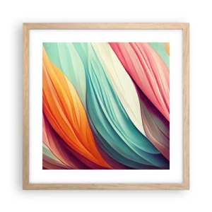 Poszter világos tölgy keretben - Szivárványos szövés - 40x40 cm