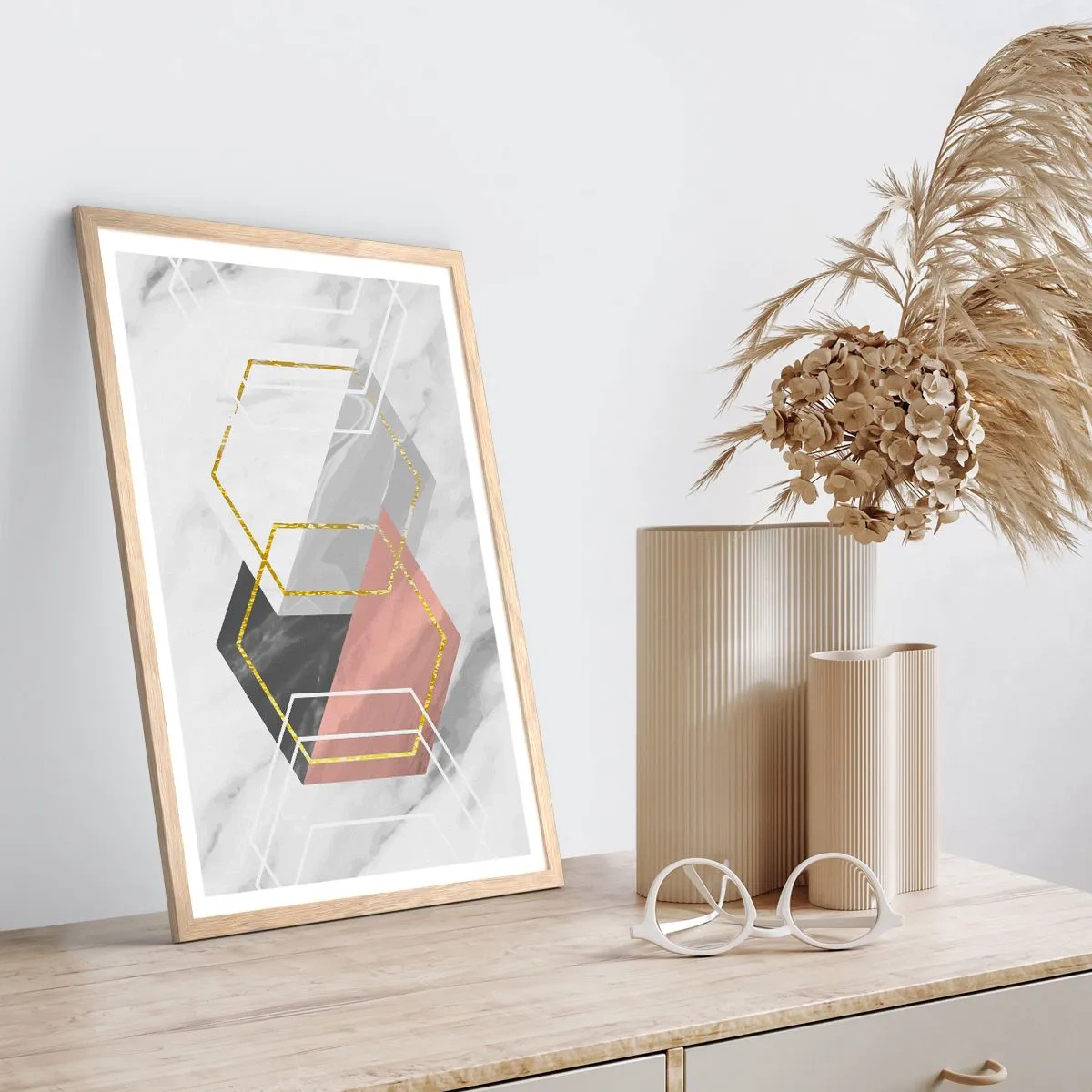Poszter világos tölgy keretben - Lánc kompozíciója - 70x100 cm