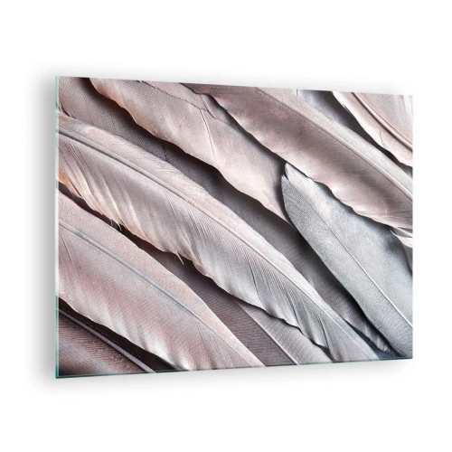 Üveg kép - Pasztell tollak közeli képe rózsaszín és ezüst árnyalatokban - 70x50cm - Rózsaszín ezüstben - Modern fali dekoráció nappalihoz és hálószobához ARTTOR