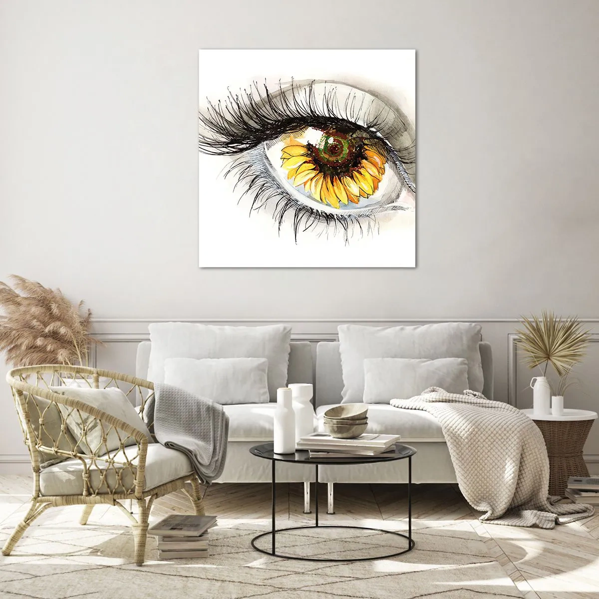 Üveg kép - Tekintet forró mint a nyár - 60x60 cm