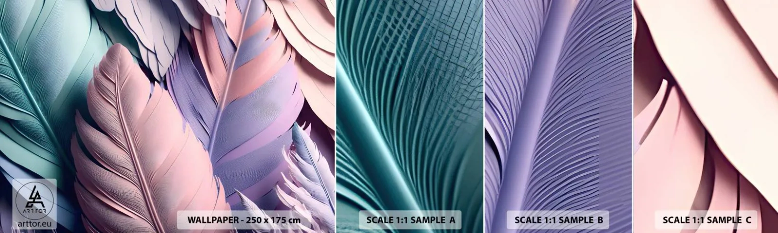 Fotótapéta Minta Standard Eco - Madár sikk - Pasztell, Tollak, Könnyűség - 100x30 cm