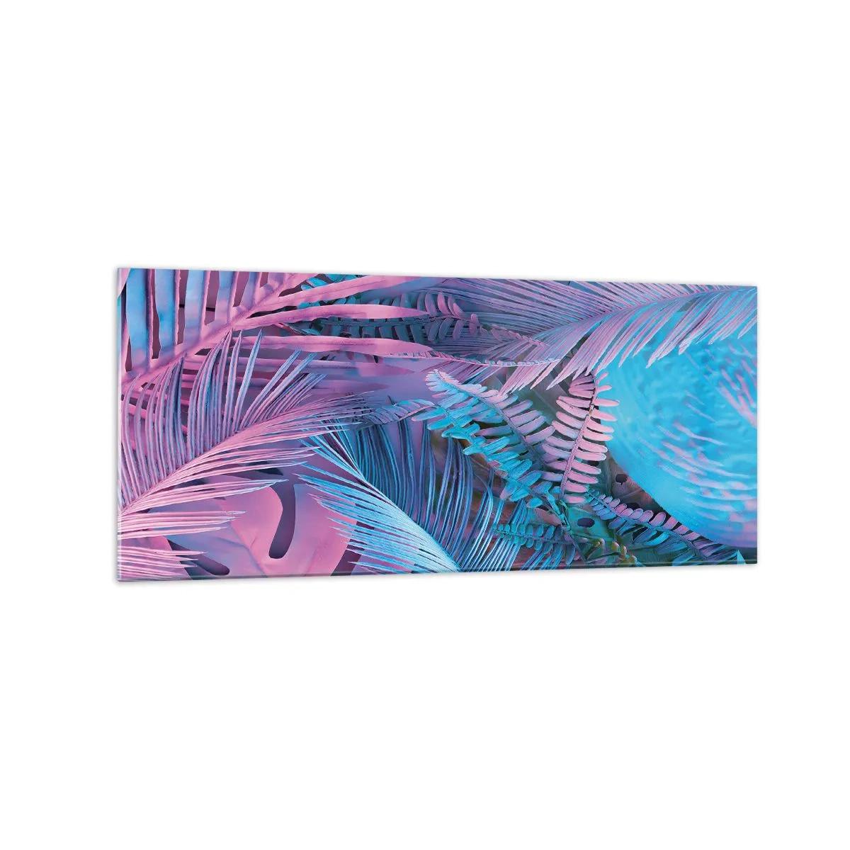 Üveg kép - Trópusok rózsaszínben és kékben - 120x50 cm