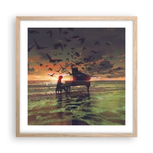 Poszter világos tölgy keretben - Koncert zongorára és a hullámokra - 50x50 cm