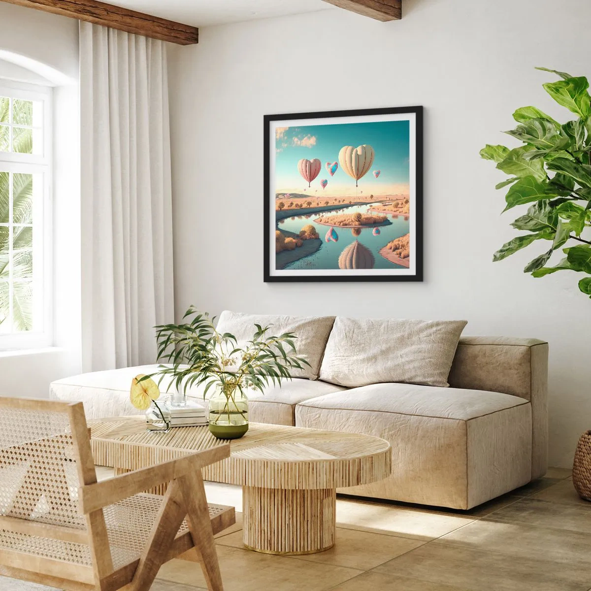 Poszter fehér keretben - A szerelem szárnyalni hagy - 40x40 cm