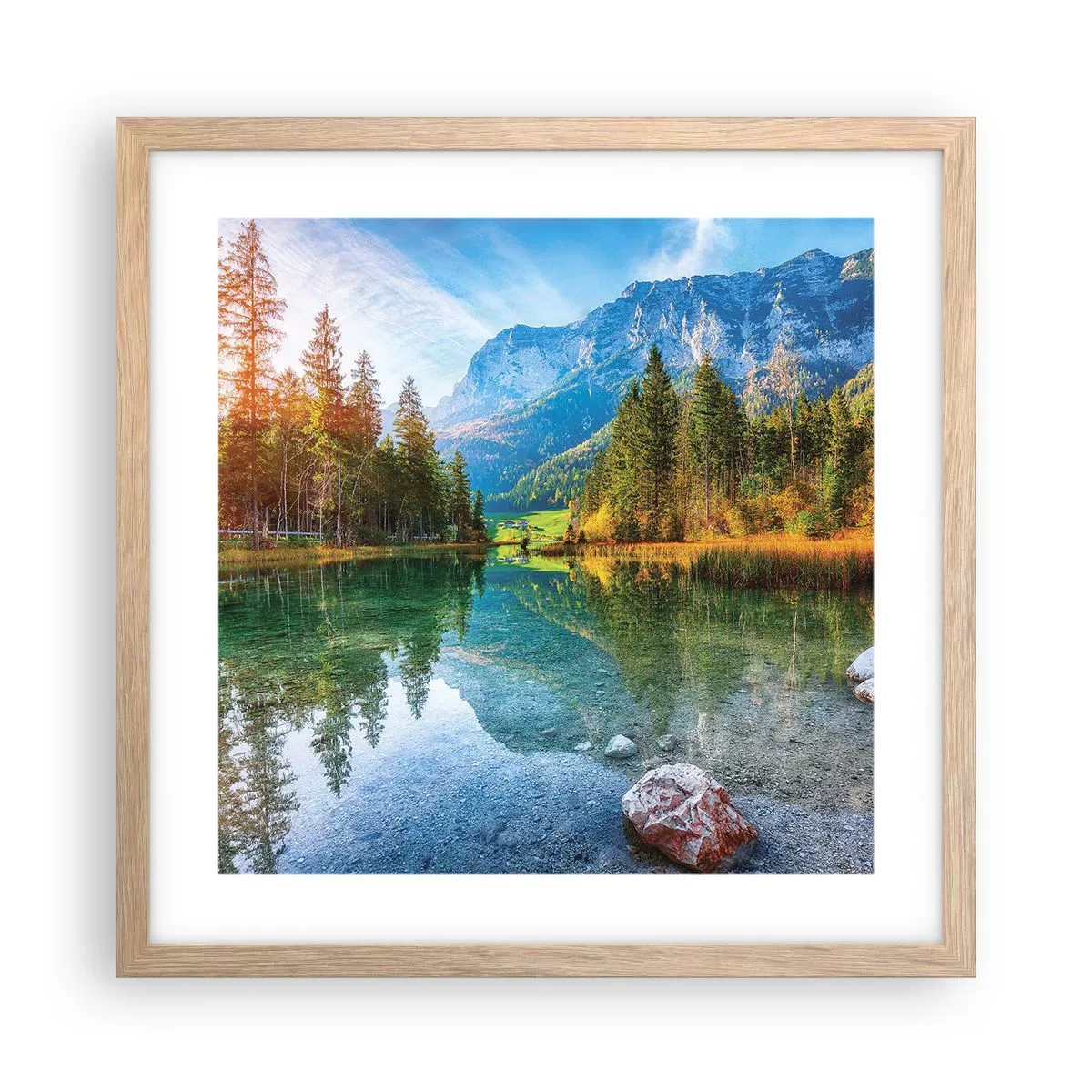 Poszter világos tölgy keretben - Az ősz enyhesége - 40x40 cm