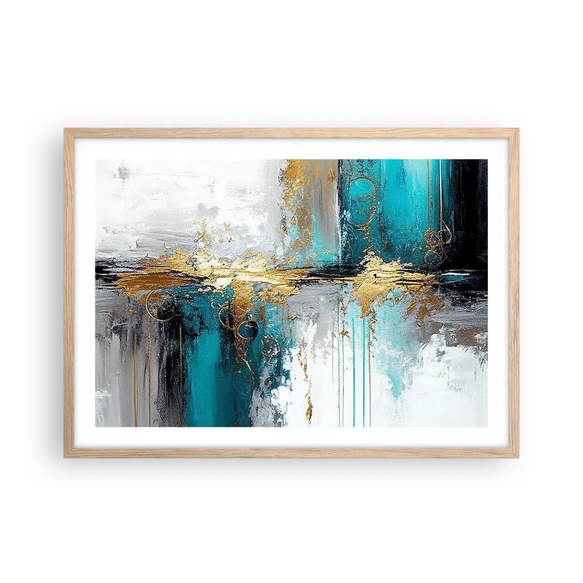 Poszter világos tölgy keretben - Minden áramlik - 70x50 cm