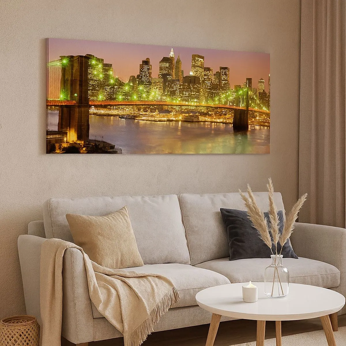 Vászonkép - Itt soha nem alszik el a fény - 100x40 cm