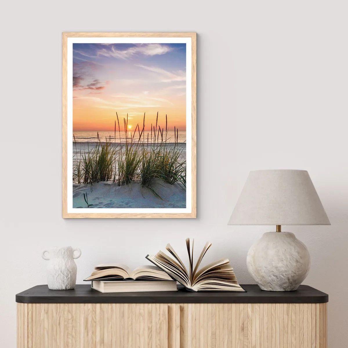 Poszter világos tölgy keretben - Nézz, gondolkozz, érezz - 50x70 cm
