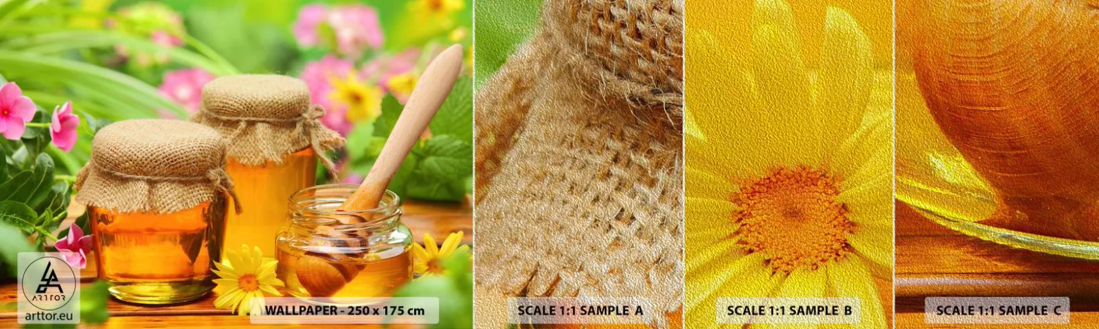 Fotótapéta Minta Premium Sand - Édes és virágos - Gasztronómia, édesem, Virágok - 100x30 cm