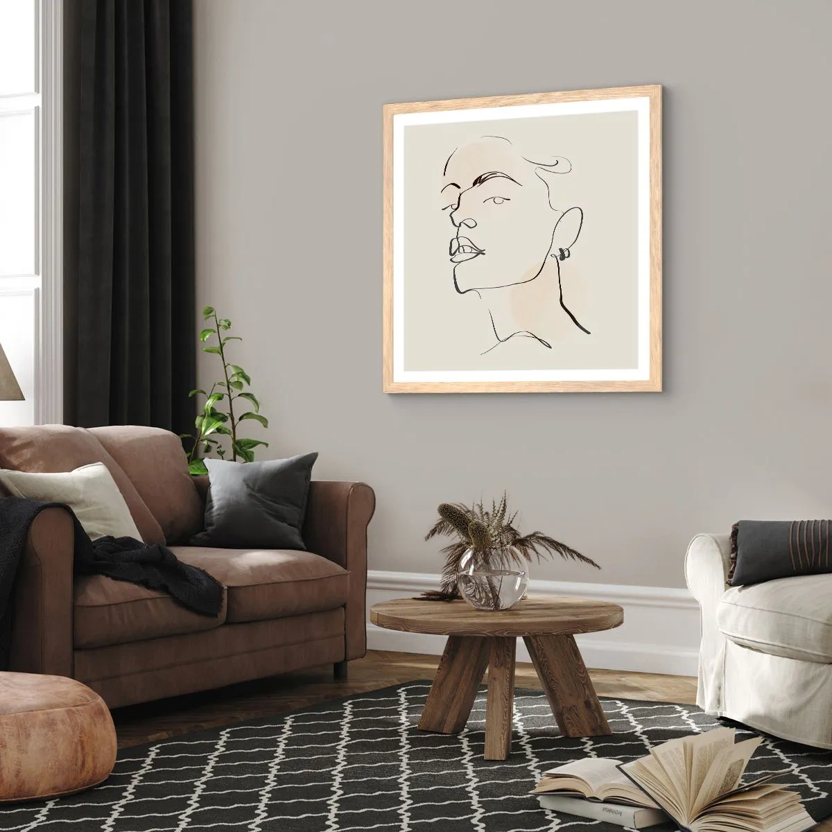 Poszter világos tölgy keretben - Büszke tekintet - 60x60 cm