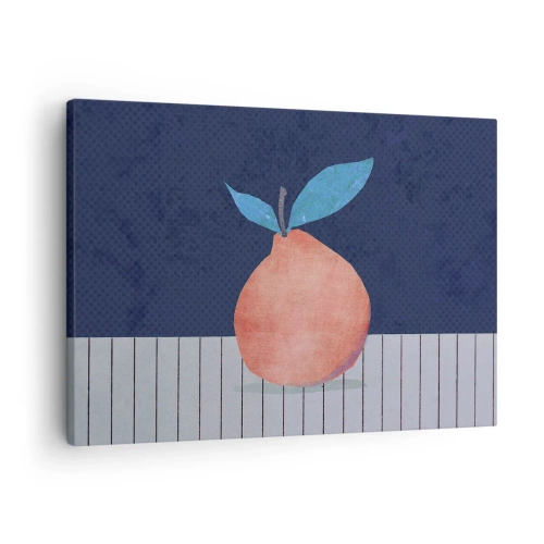 Vászonkép - Absztrakt gyümölcs kontrasztos színek és egyenes vonalak hátterében. - 70x50cm - Domborúság és sík - Modern fali dekoráció nappalihoz és hálószobához ARTTOR