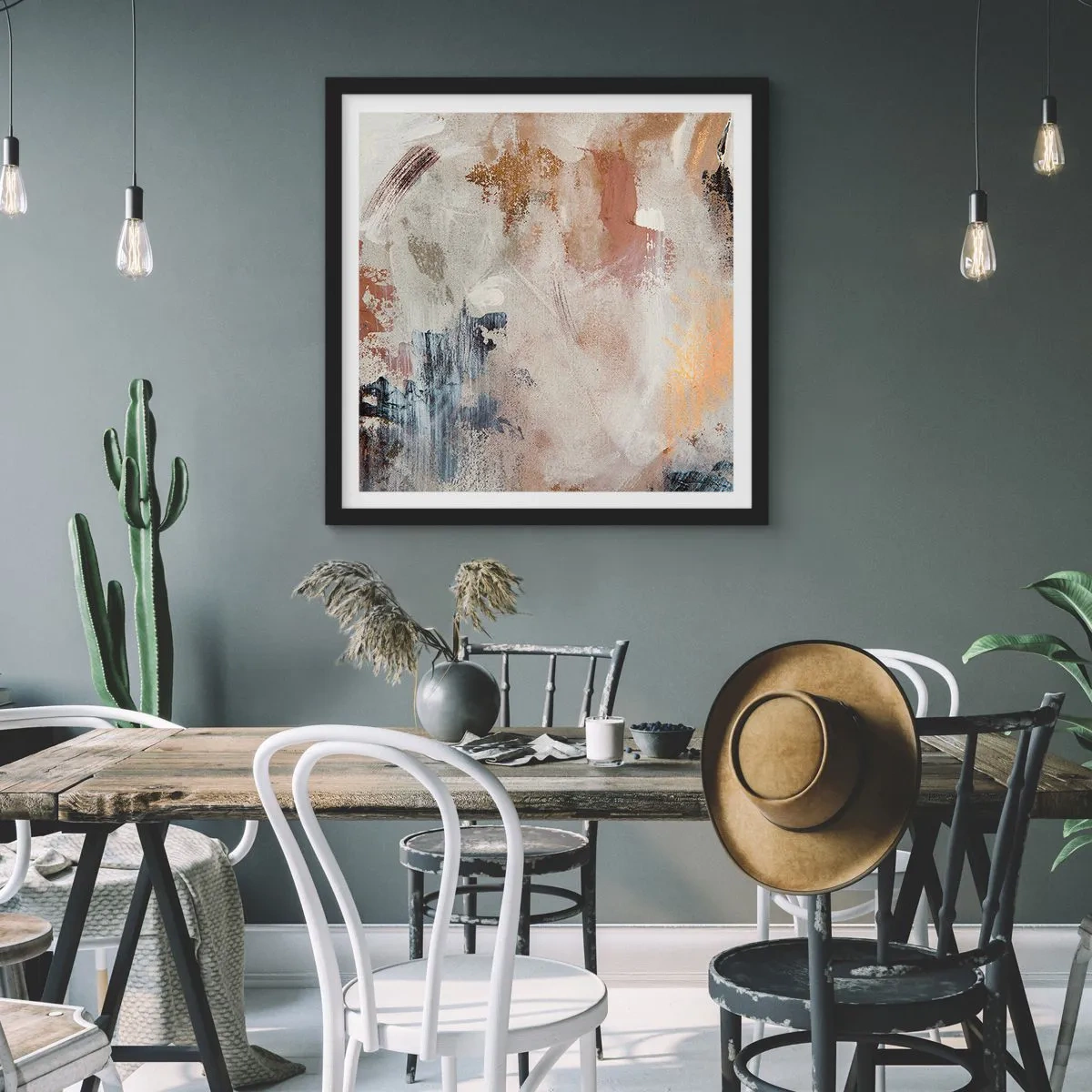 Poszter fehér keretben - Ködös absztrakció - 60x60 cm