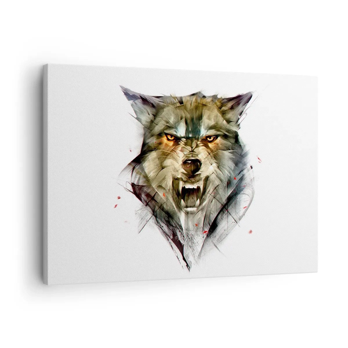 Vászonkép - Egy veszélyes farkas dinamikus, művészi formában - 70x50cm - Egy lépést sem! - Modern fali dekoráció nappalihoz és hálószobához ARTTOR