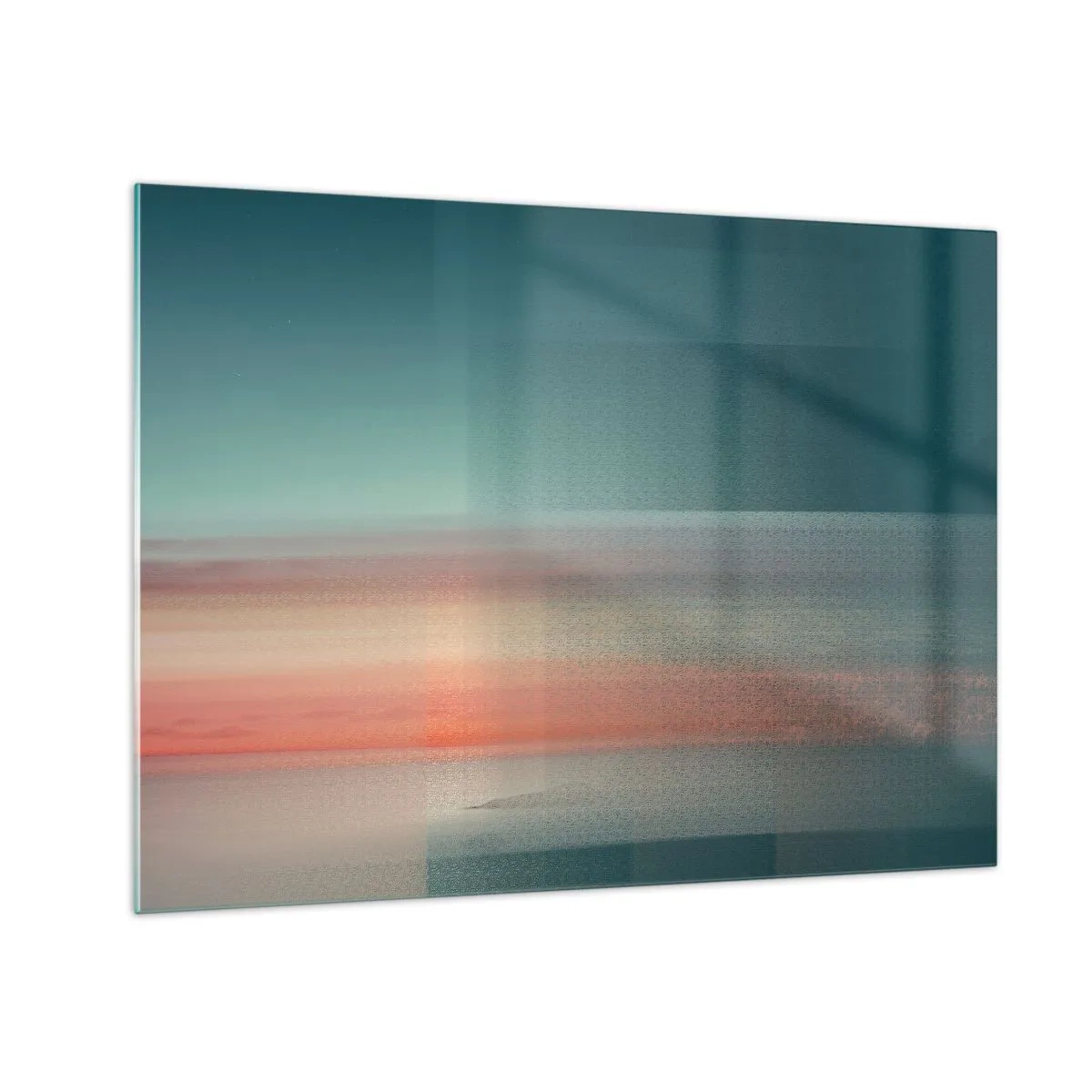 Üveg kép - Pasztell absztrakció, amely a naplemente fényhullámaira emlékeztet. - 70x50cm - Absztrakt: fényhullámok - Modern fali dekoráció nappalihoz és hálószobához ARTTOR