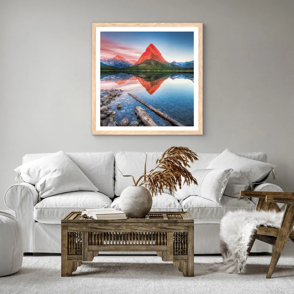 Poszter világos tölgy keretben - Forróság és hideg - 60x60 cm