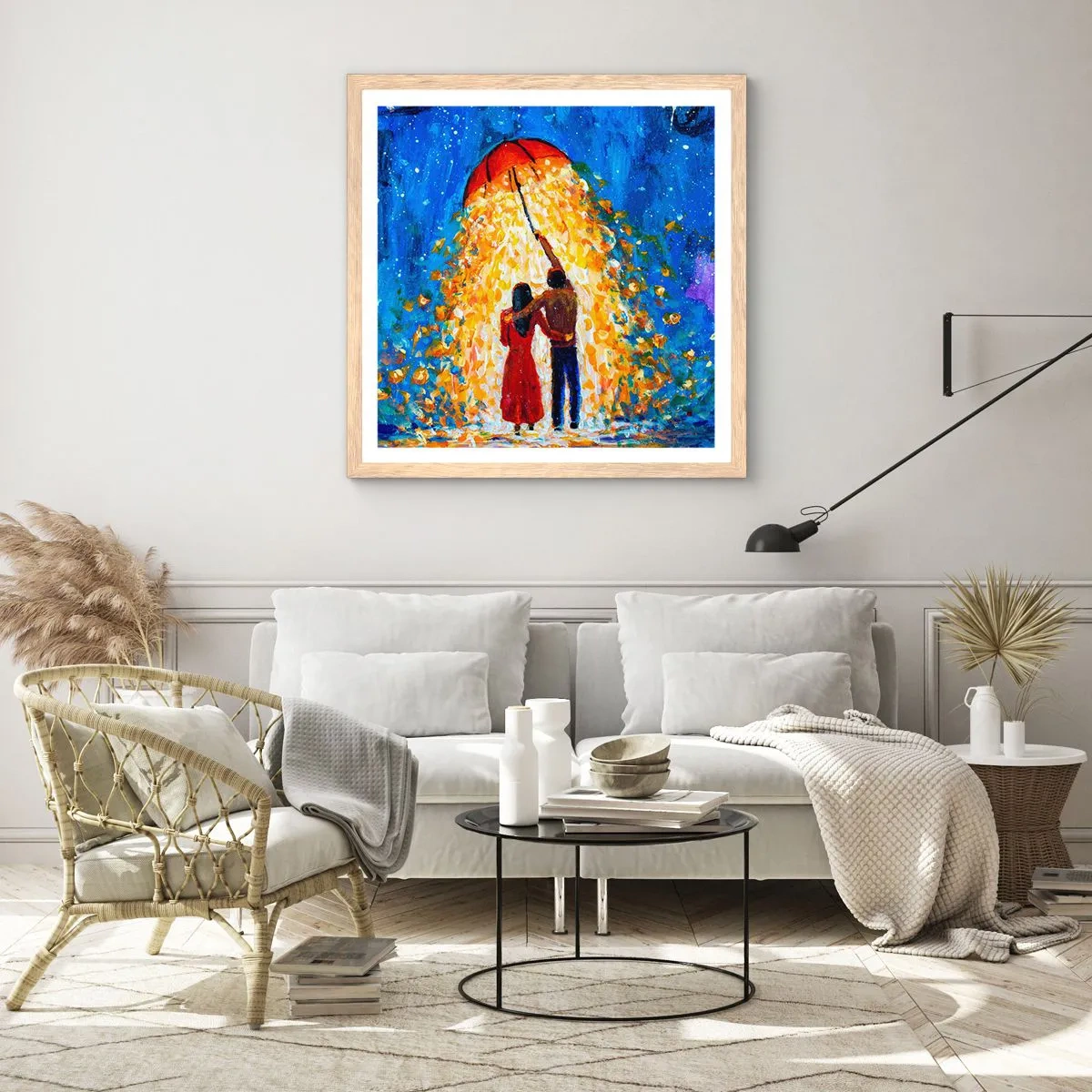 Poszter világos tölgy keretben - Egy esős este varázsa? - 50x50 cm