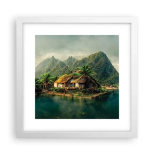 Poszter fekete keretben - Trópusi paradicsom - 30x30 cm