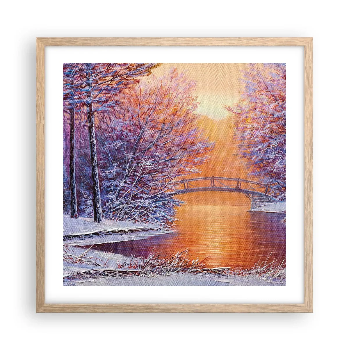 Poszter világos tölgy keretben - Találkozzunk itt - 50x50 cm