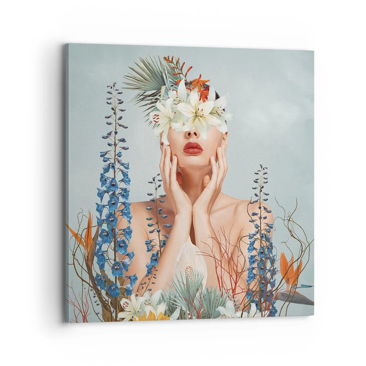 Vászonkép - Virág-nő - 70x70 cm