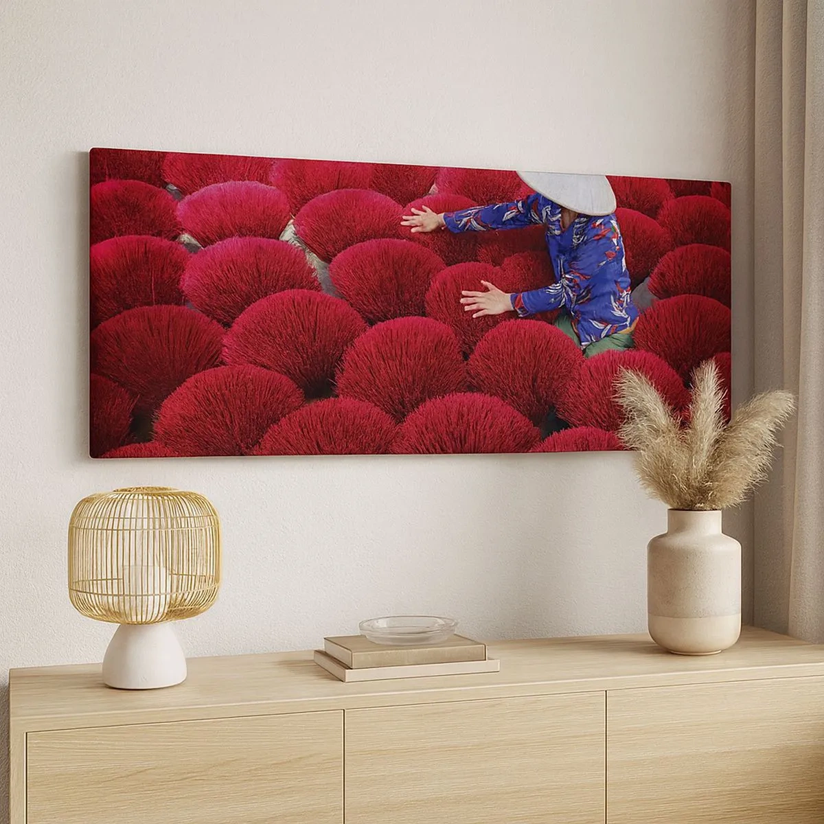 Vászonkép - A rizsföldön - 100x40 cm