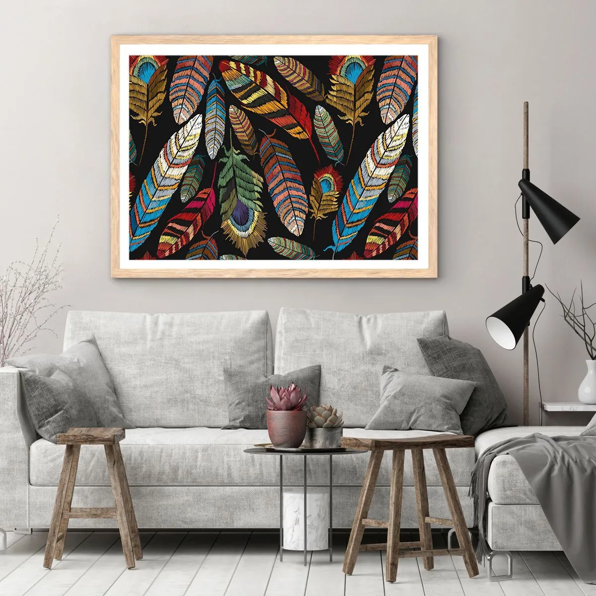 Poszter világos tölgy keretben - A madárkarnevál - 40x30 cm