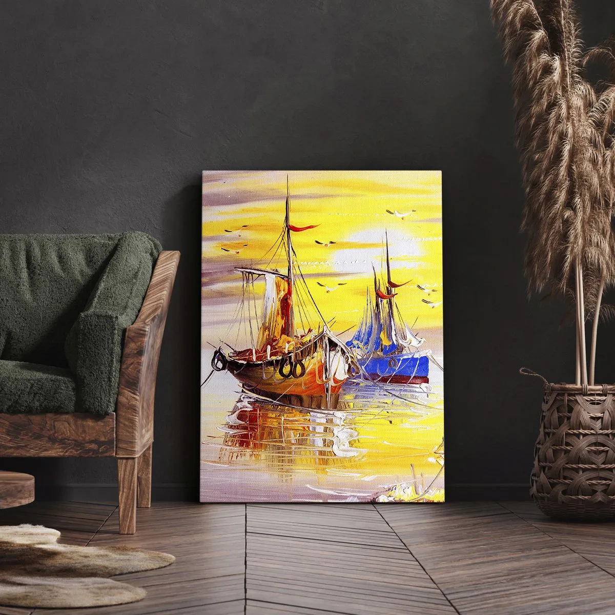 Vászonkép - Megérdemelt pihenés a kikötőben - 45x80 cm