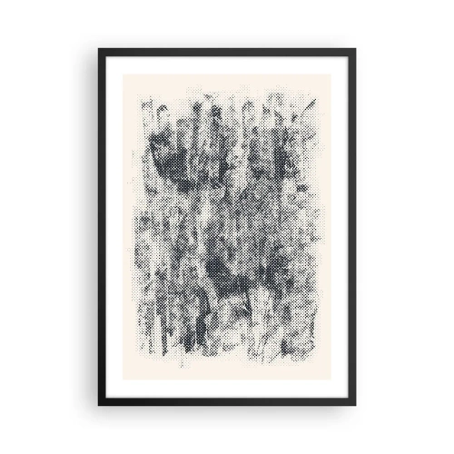 Poszter fehér keretben - Retro erdő grafikai motívum - 50x70cm - Ködös kompozíció - Modern fali dekoráció nappalihoz és hálószobához ARTTOR