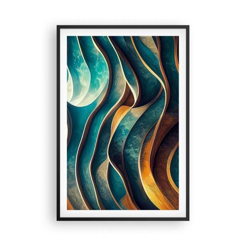 Poszter fehér keretben - Kék kanyarulatok - 61x91 cm