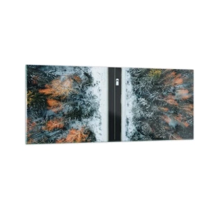 Üveg kép - Átvágni a téli erdőn - 100x40 cm