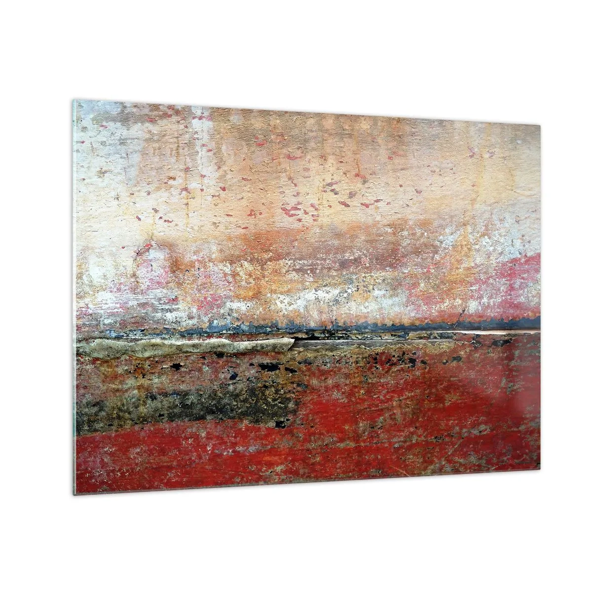 Üveg kép - Absztrakt textúra vörös és okker árnyalataiban - 70x50cm - Talán a tenger - Modern fali dekoráció nappalihoz és hálószobához ARTTOR