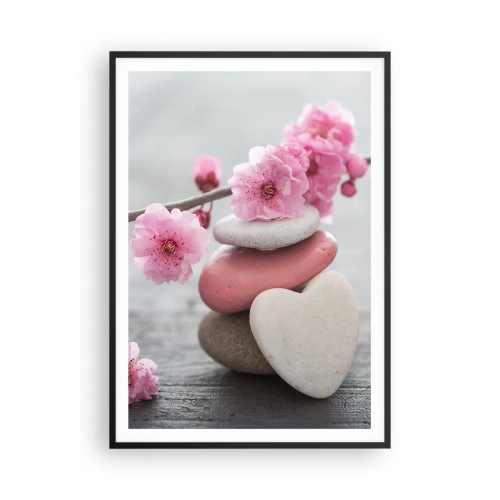 Poszter fehér keretben - Boldogság a cseresznyevirággal - 70x100 cm