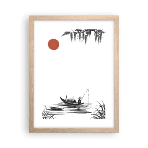 Poszter világos tölgy keretben - Ázsiai délután - 30x40 cm