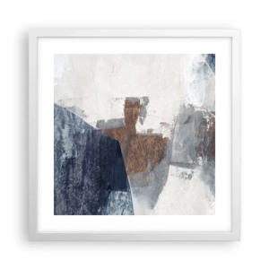 Poszter fekete keretben - Kékes barna formák - 40x40 cm