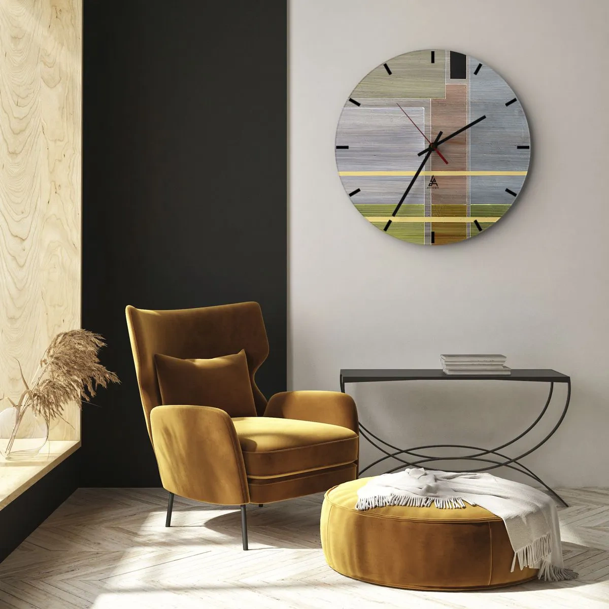Falióra, Óra - Színes téglalapok vízszintes és függőleges elrendezésben - 30x30cm - Egyszerűen és nyugodtan - Modern fali dekoráció nappalihoz, konyhához és hálószobához ARTTOR