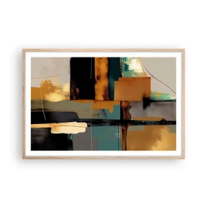 Poszter világos tölgy keretben - Absztrakció - fény és árnyék - 91x61 cm