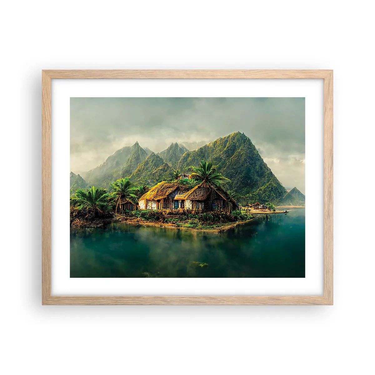 Poszter világos tölgy keretben - Trópusi paradicsom - 50x40 cm