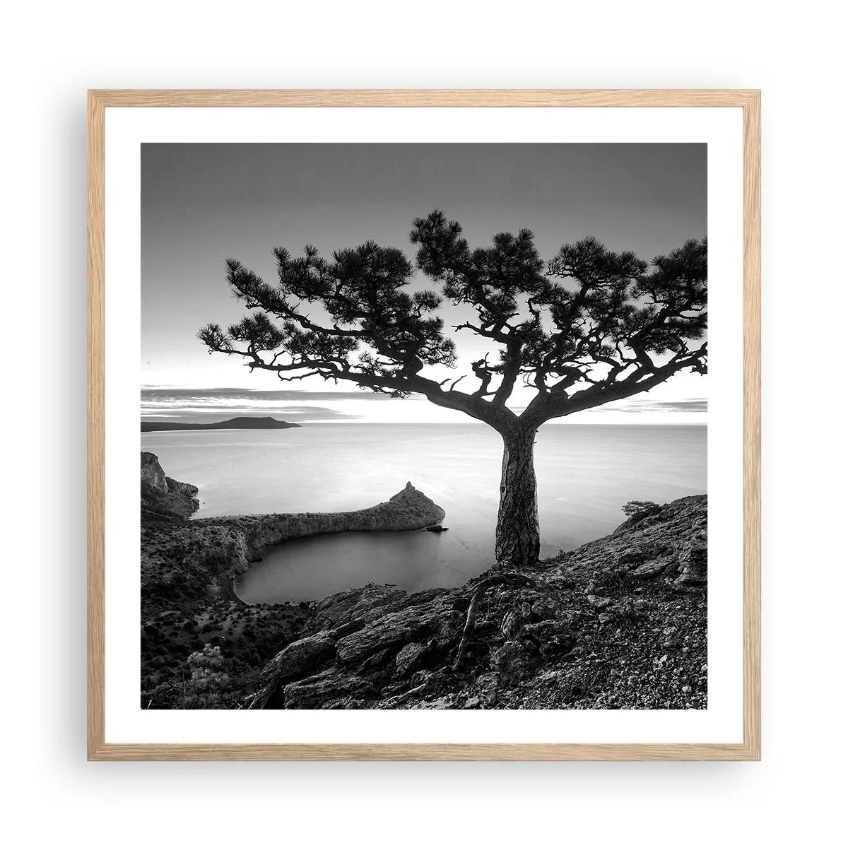 Poszter világos tölgy keretben - Béke a horizontig - 60x60 cm