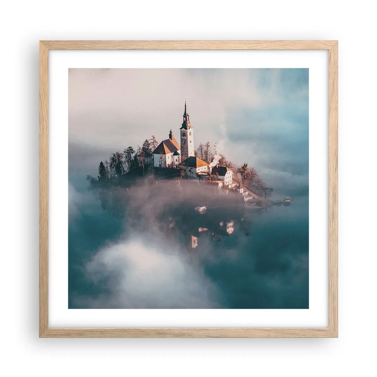 Poszter világos tölgy keretben - Álomsziget - 50x50 cm