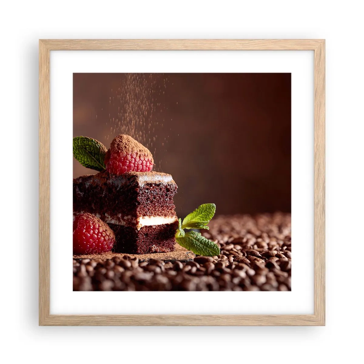 Poszter világos tölgy keretben - Az élet édes - 40x40 cm