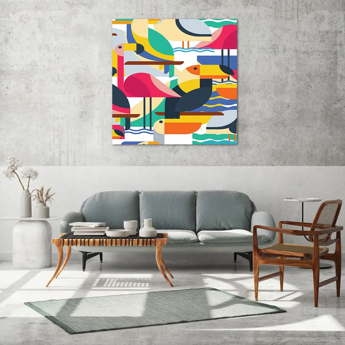 Üveg kép - Madárparti - 70x70 cm