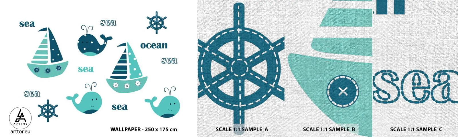 Fotótapéta Minta Premium Canvas - Tengereken és óceánokon át - Gyerekeknek, Tengeri, Vitorlás - 100x30 cm