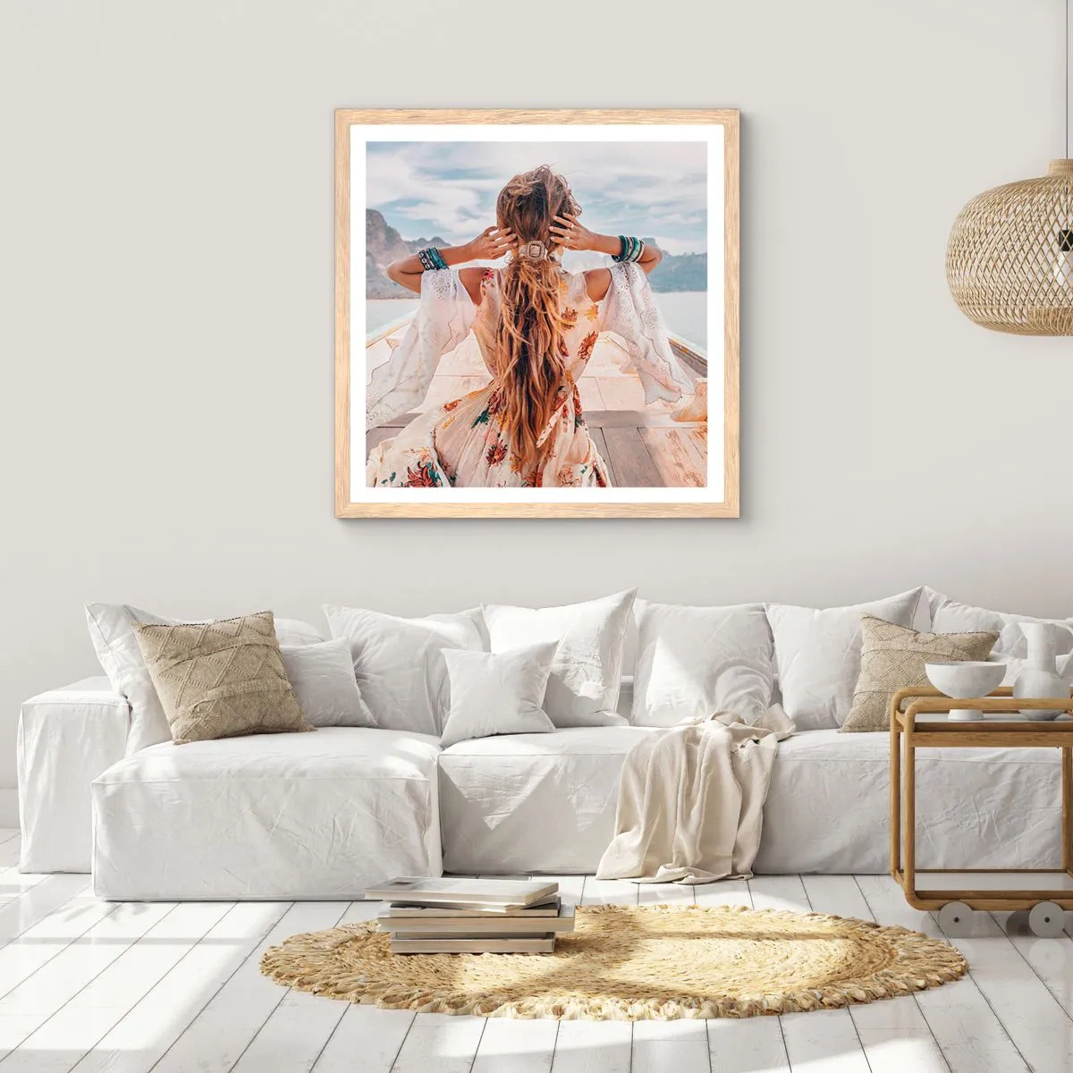 Poszter világos tölgy keretben - Az út a boldogság felé  - 60x60 cm