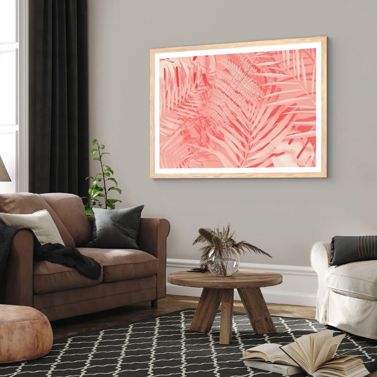 Poszter világos tölgy keretben - Rózsaszín koncepció - 91x61 cm