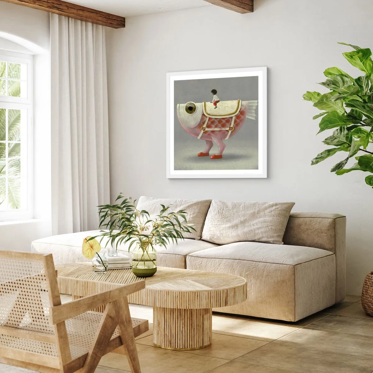 Poszter fekete keretben - A halas lovas - 40x40 cm