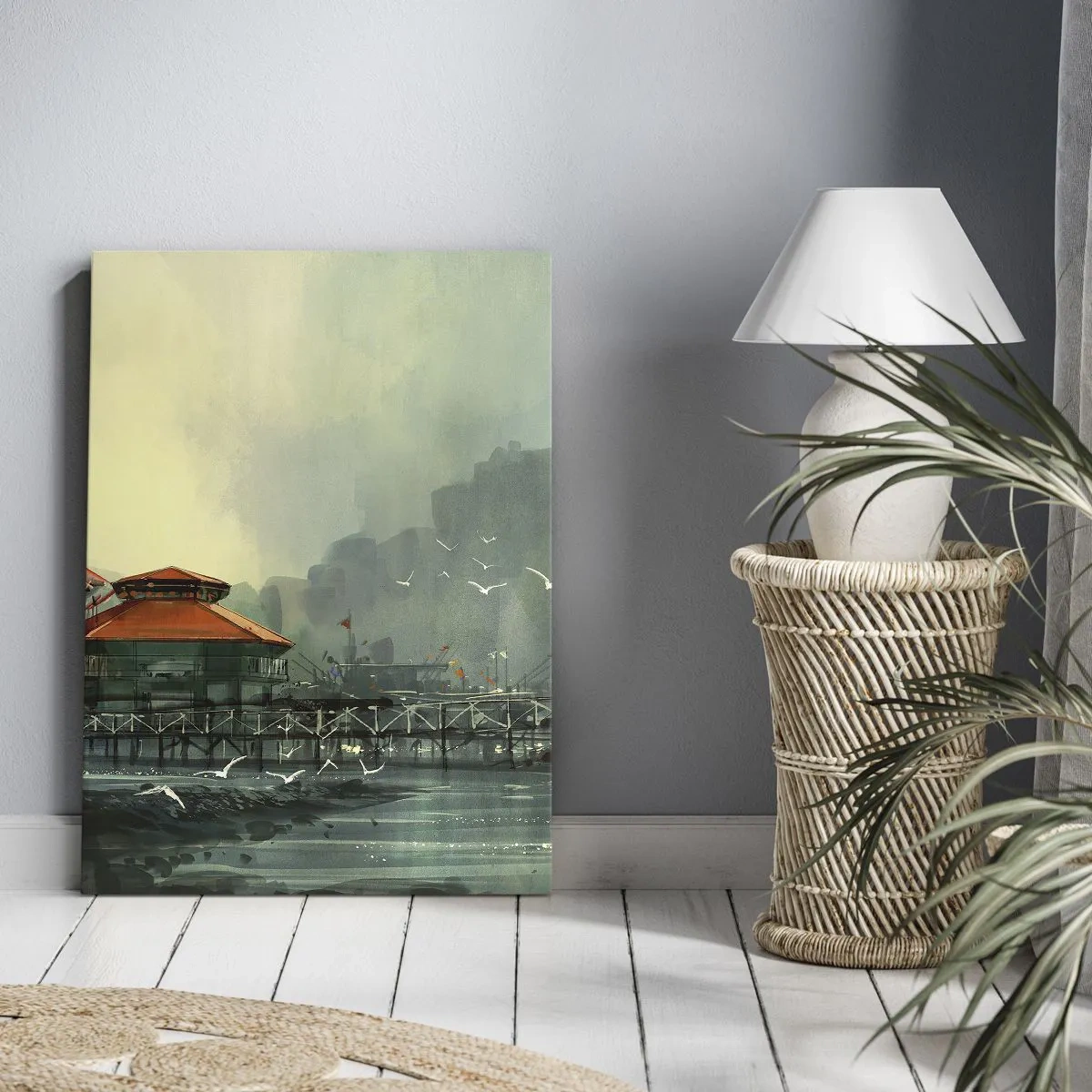 Vászonkép - Napsütéses nap a kikötőben - 45x80 cm