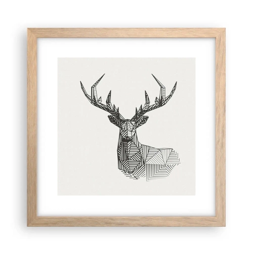 Poszter világos tölgy keretben - Szarvas kubista stílusban - 30x30 cm