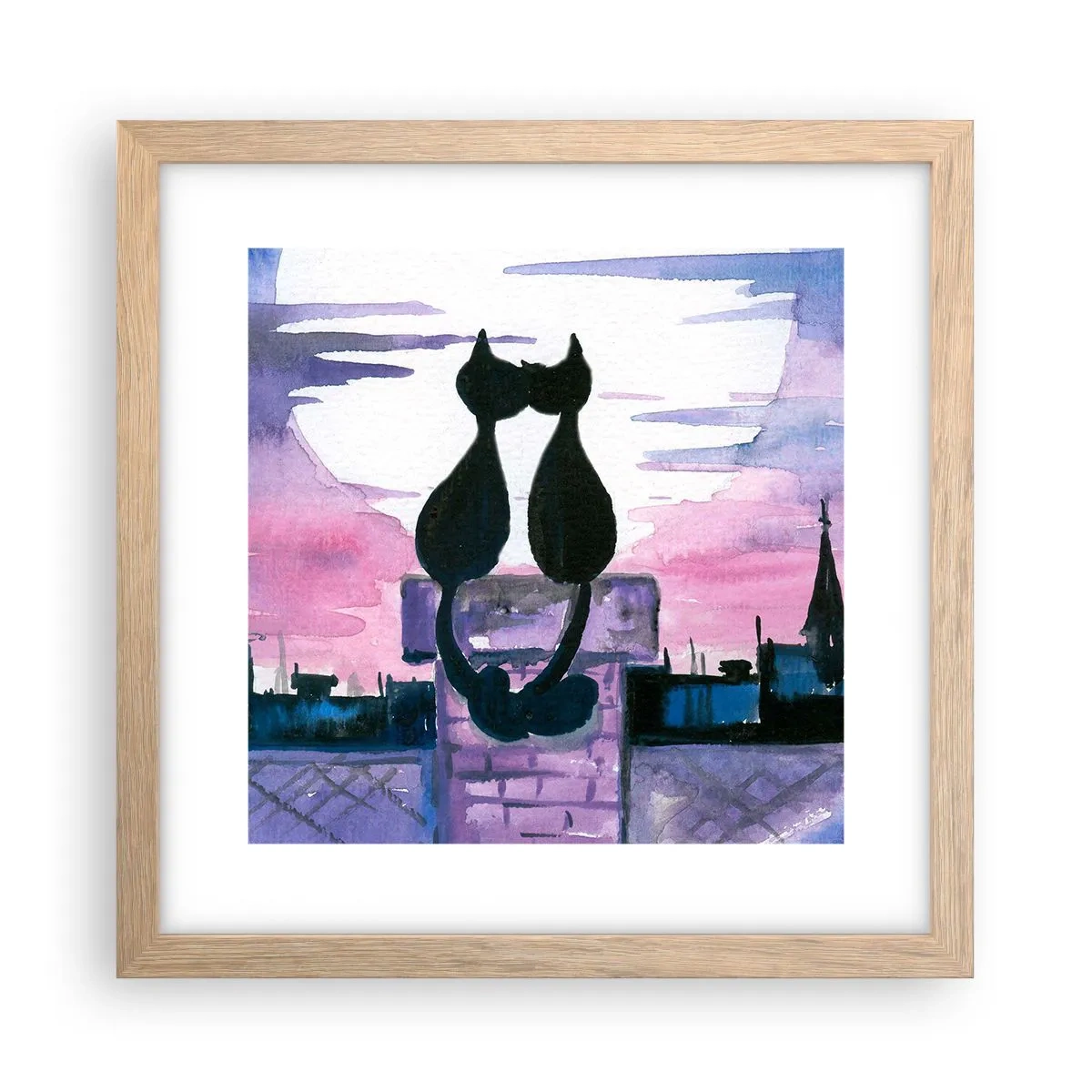 Poszter világos tölgy keretben - Rendez-vous a holdfénynél - 30x30 cm