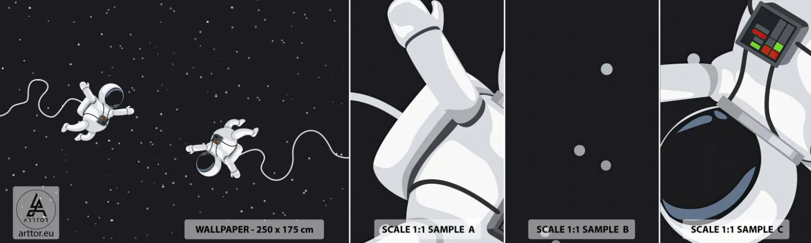 Fotótapéta Minta Öntapadós Deluxe Sticker - Kozmikus tánc - Absztrakció, Űrhajós, Világegyetem - 100x30 cm