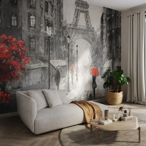 Fotótapéta Premium Sand - Minden út hozzá vezet - Város, Párizs, Eiffel-torony - 100x70 cm