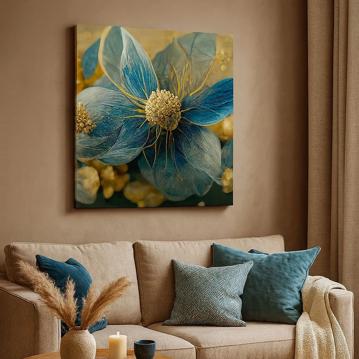 Vászonkép - Aranyló virág - 30x30 cm